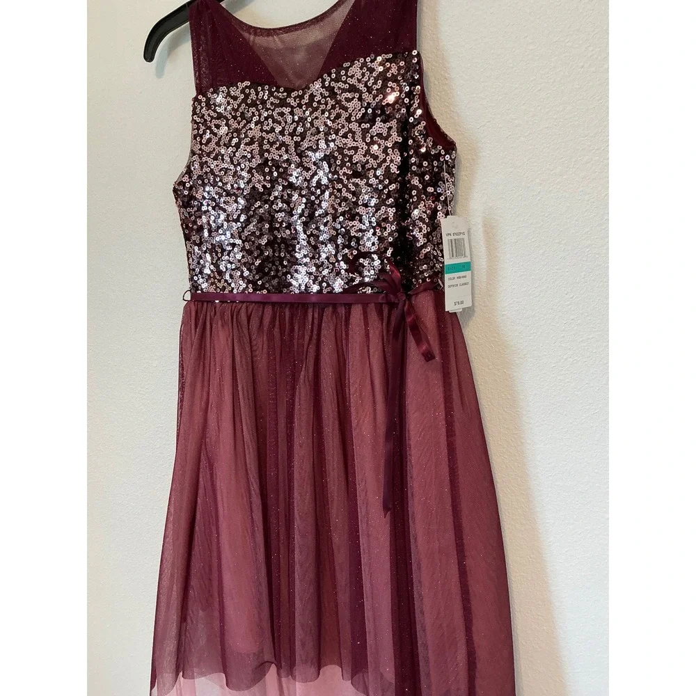 My Michelle Girls 16 Burgundy Sequin High Low Formal Dress NWT 8762ZP1G Party